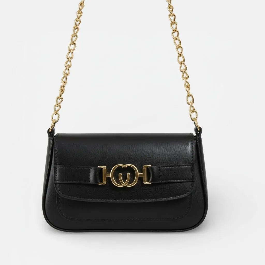 Bolsa Feminina Baguete De Ombro Com Alça De Corrente Dourado - imagem 5