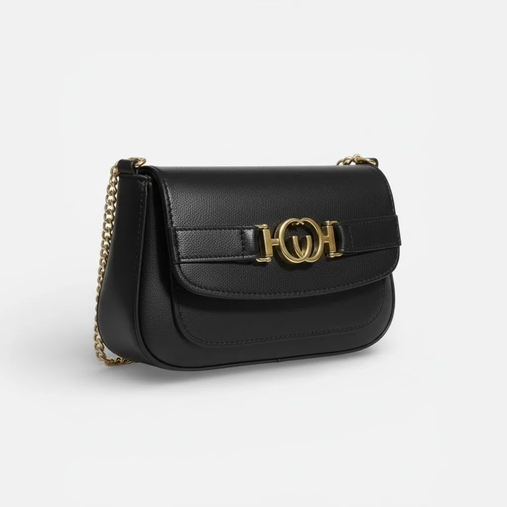 Bolsa Feminina Baguete De Ombro Com Alça De Corrente Dourado