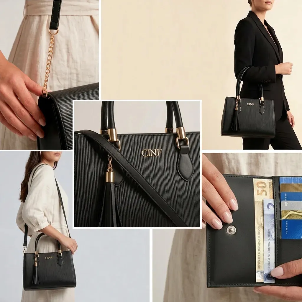 Kit Bolsas Feminina Transversal Média + Tira Colo + Carteira - imagem 10