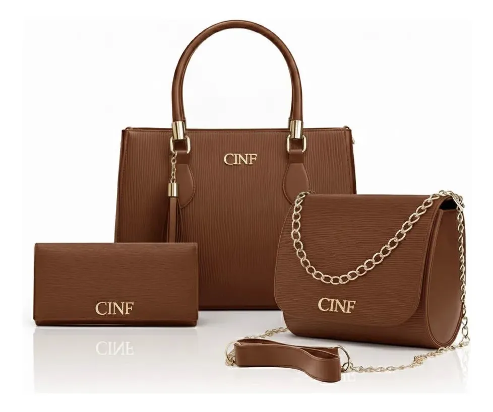 Kit Bolsas Feminina Transversal Média + Tira Colo + Carteira